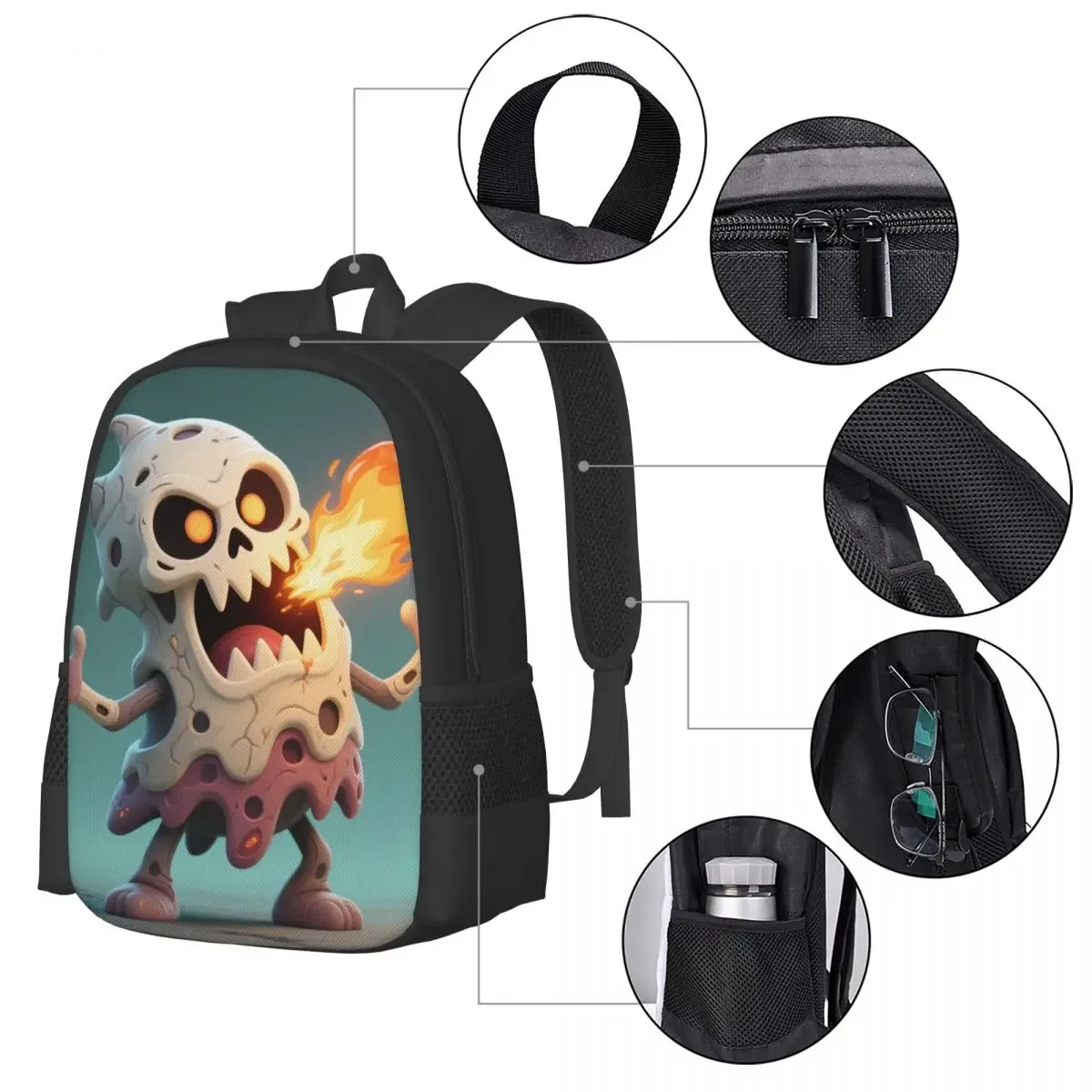Skeleton Destroyer Printed Boys and Girls, Children's Backpacks, Laptops, Shoulder Bags