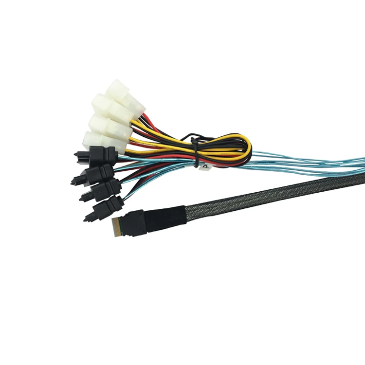 Linha magro sas 4.0 SFF-8654 4i 38 pinos host para 4 SFF-8482 sas 29pin alvo disco rígido fanout raid cabo