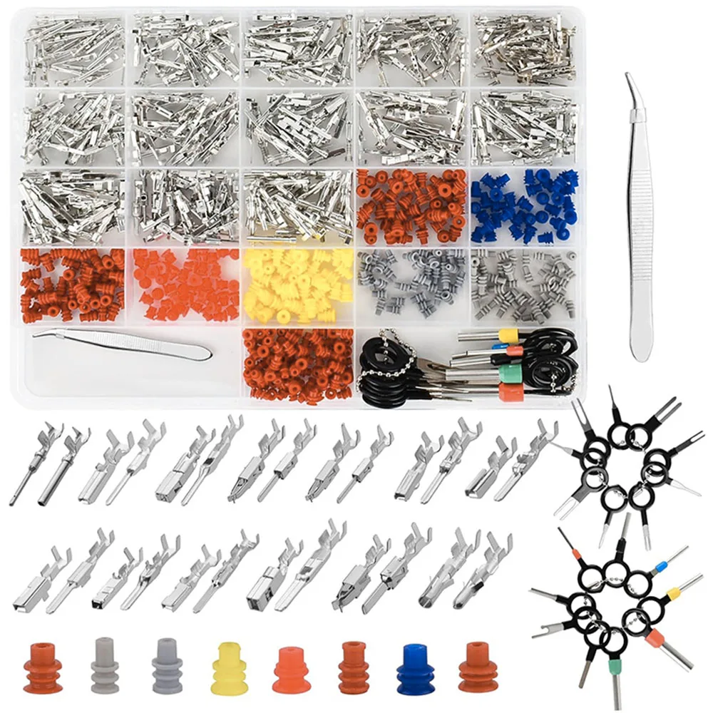 

769Pcs 26 Types Automotive Pin Connectors Kit, 1/1.5/1.8/2.2/2.8/3.5mm Connector Pins Terminal Removal Male Female Crimp Pins
