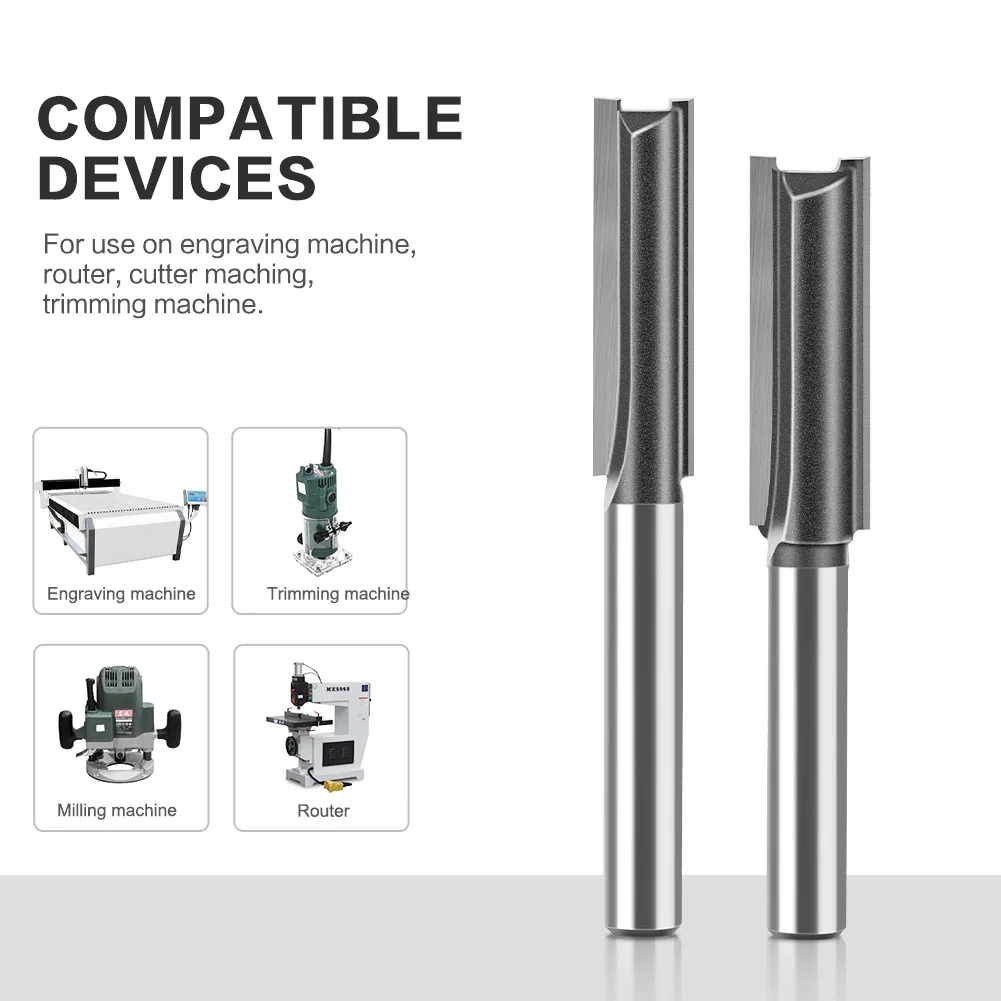 1 PC Single Double-edged Straight Cutter 1/4 Handle 1/2 Handle Woodworking Milling Cutter Trimming Machine Blade Slotting
