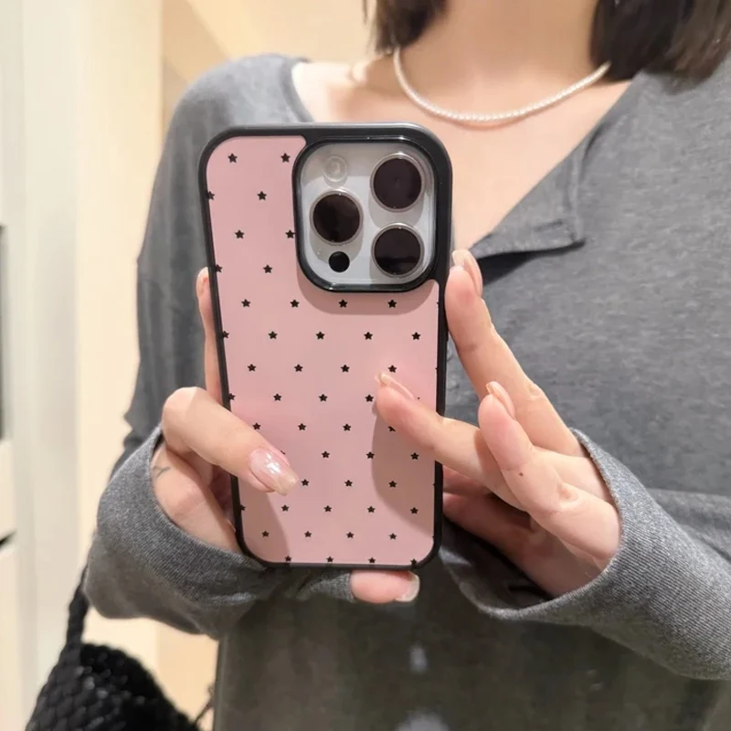 Ins الكورية الحد الأدنى موضة الوردي شاشة كاملة نجوم جراب هاتف آيفون 17 الهواء 16 15 14 13 12 11 برو X ماكس 8 7 زائد Y2K غطاء #4