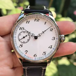 44mm none logo Hand wound mechanical Men's watch White enamel dial ST3600 movement Sapphire crystal or mineral glass