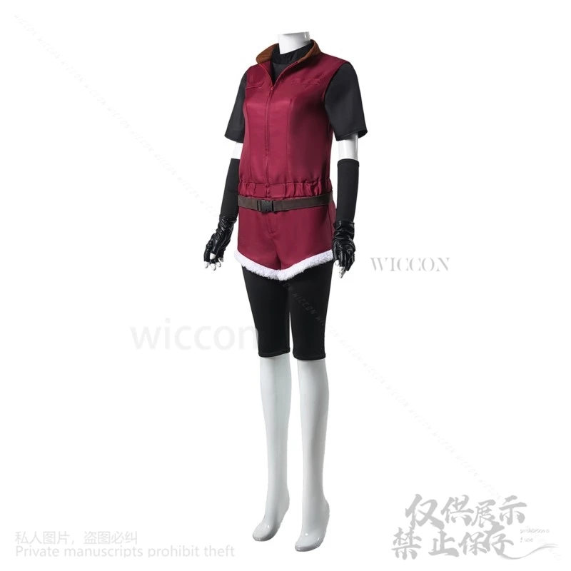 애니메이션 게임 Re2 1988 Cos Claire Redfield 의상 Evil Jumpsuit Red Uni m 반바지 가발 할로윈 크리스마스 Cos 맞춤형