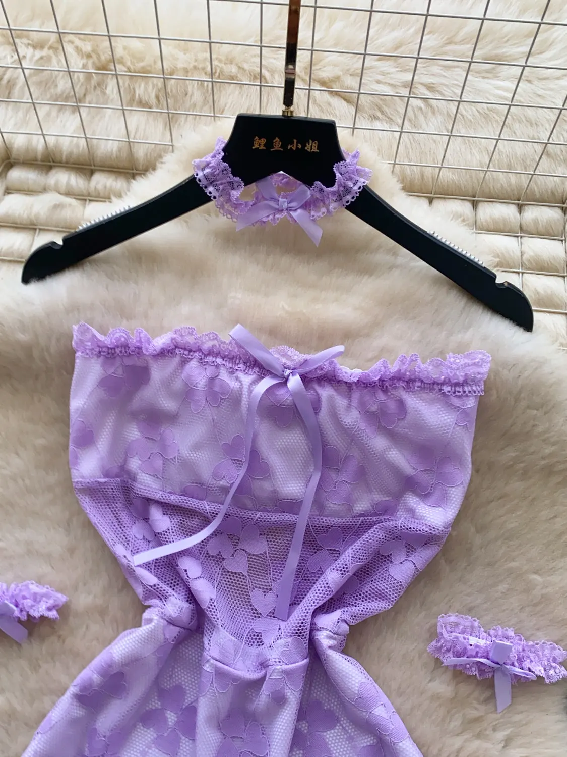 Women Purple Sleeveless Sexy Erotic Dress Sets Vintage Vintage G-String Thong 2 Piece Suit Lace Dress Outfit 2000s Clothes 2026