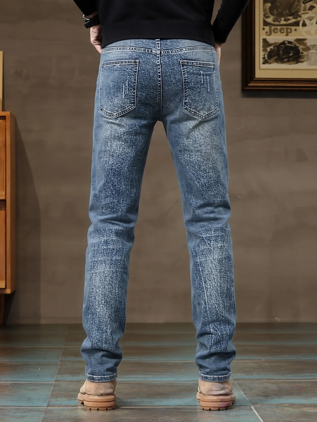 Celana Slim-fit Denim Stretch  - Mens Formal Look ulasan dan harga