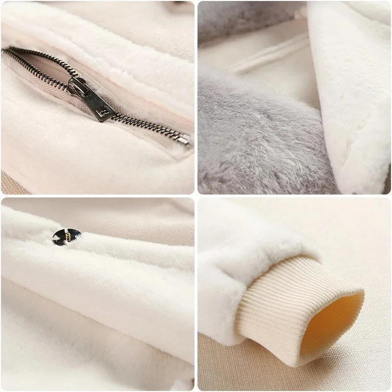 High end Imitation Rabbit Fur Jacket With Fur Jacket Korean 2024 spring and Autumn New Temperament Lamb Hair Jacket Female Coat