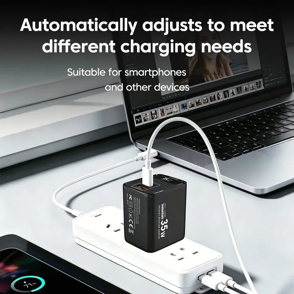 35W Digital Display USB C Fast Charger USB C Quick Charging Travel Adapter For iPhone Xiaomi Huawei Wall Charger EU US UK Plug