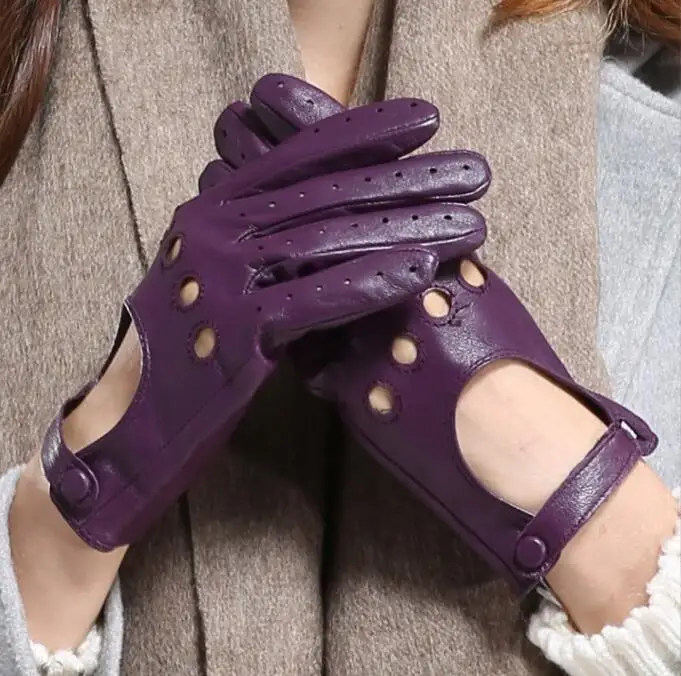 gloves real leather women scooter Fashion Breathable Thin Nappa Sheepskin Driving Wrist Women Gloves Unlined