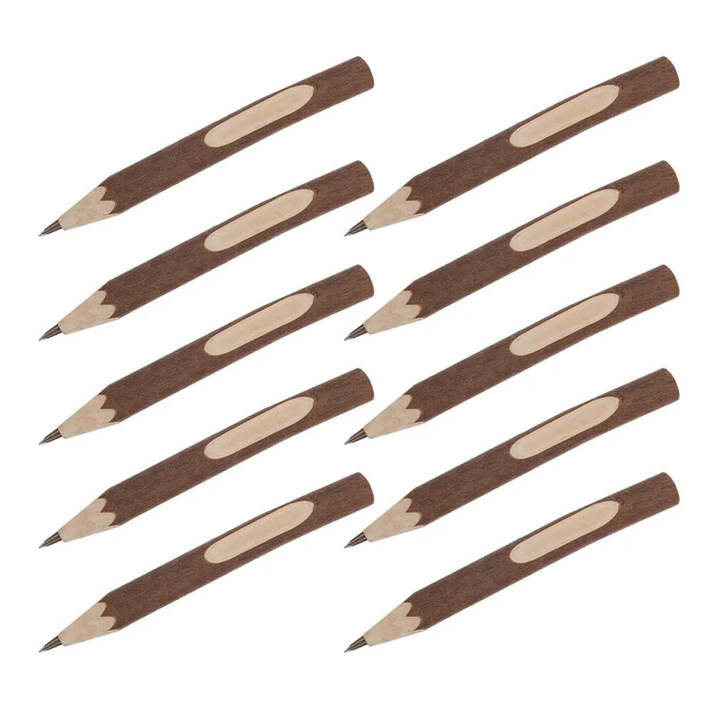 

10Pcs Stylish Wooden Ballpoint Pens Comfortable Handle Tree Bark Texture Writing Accessory Holiday Party Gifts