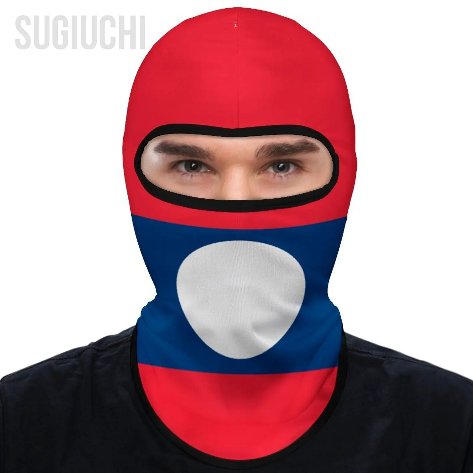 Laos Flag Outdoor Cool Sunscreen Motorcycle Face Mask Moto Biker Wind Cap Mask Stopper Windproof Bicycle Cycling Headgear