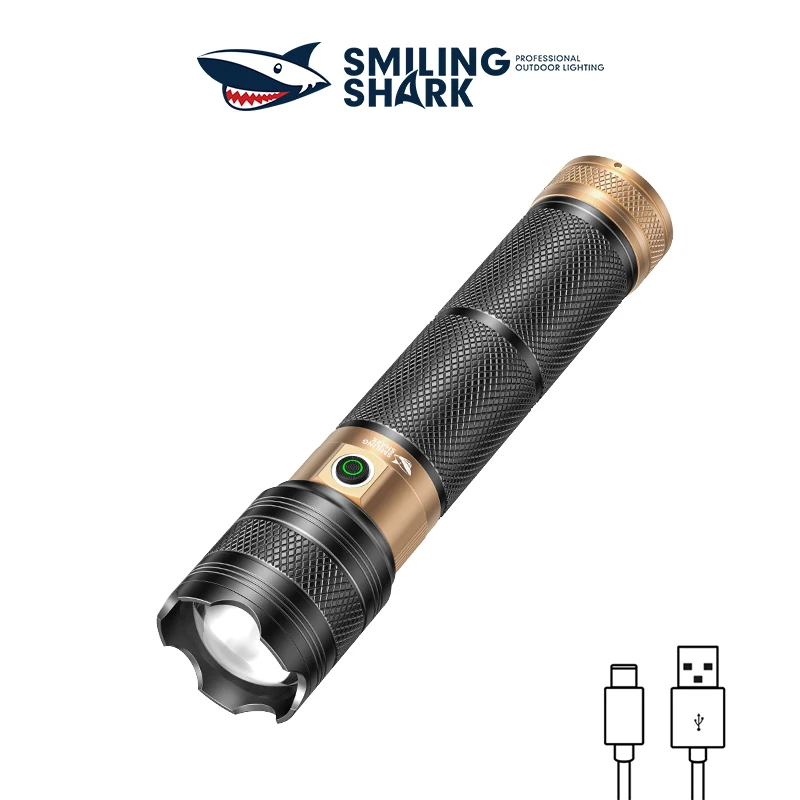 SMILINGSHARK SD5261 Rechargeable Handheld Flashlight,Powerful Zoomable Torch,  perfect for Camping, Hiking, Outdoor Activities!