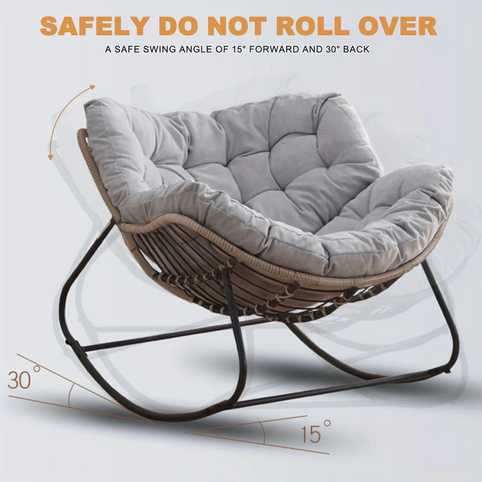 Factory Direct 2026 Patio Rocking Chair, Papasson Recliner, Lounge/Egg Chair Outdoor/Indoor, Comfy Reading Chair for Porch/Garde