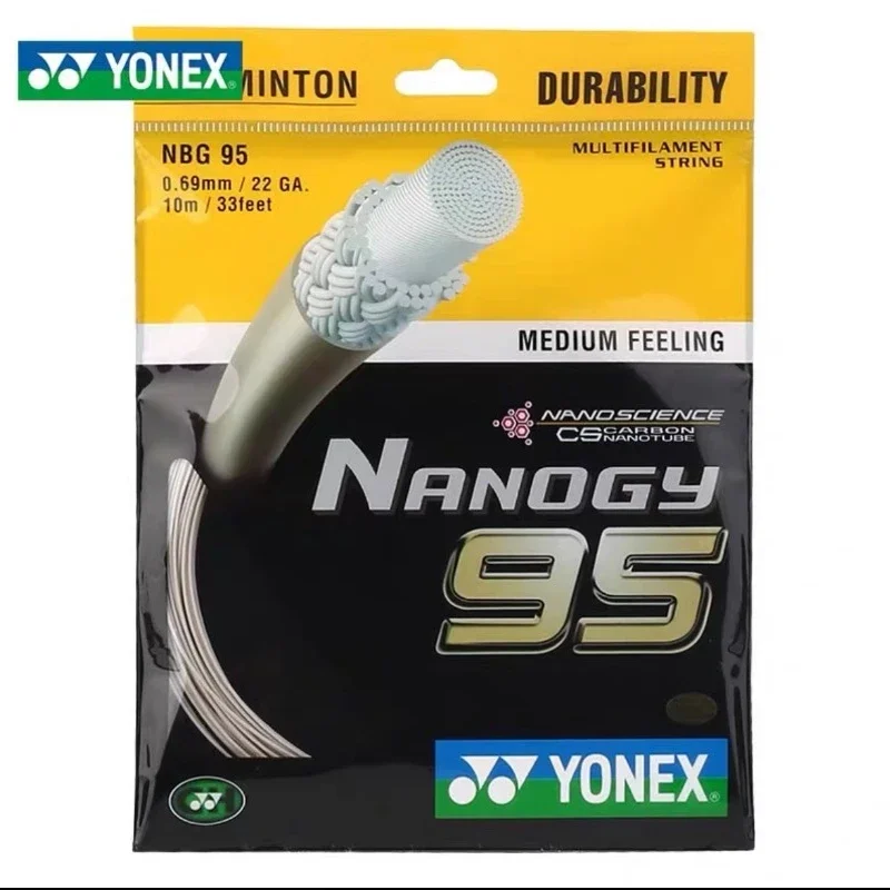 YONEX Corde de badminton Yonex BG95 (0.69 mm) NBG95 Corde de raquette de badminton BG95 Nanogy pour une sensation moyenne