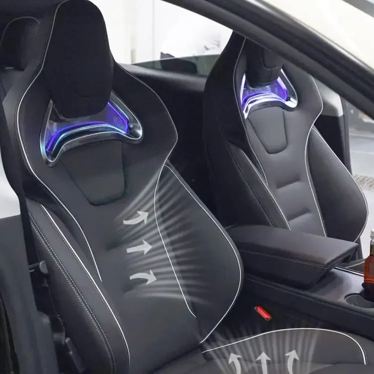 

Роскошные аксессуары для салона автомобиля высшего качества, кожаный чехол на сиденье для Tesla Model 3 Model Y, спортивные вентилируемые сиденья, полное покрытие