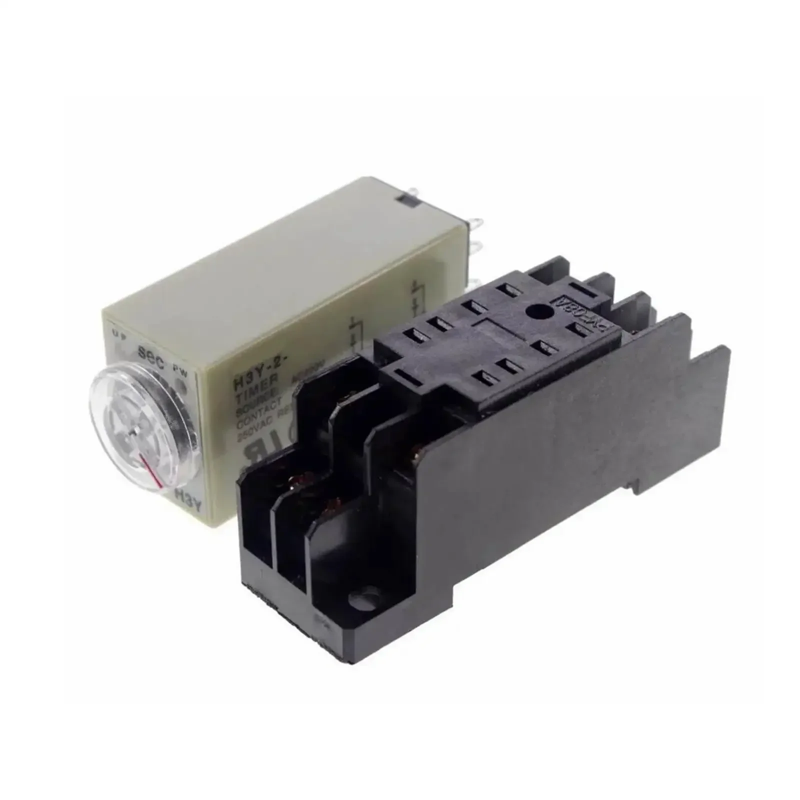 H3Y-2 H3Y-4 1/10/30/60 Sec 5/10/30/60 Min 3A 12VDC - 220VAC Power On Time Delay Relay Solid-State Timer DPDT With Socket Base