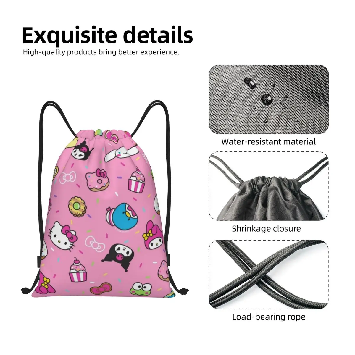 Sanrio Drawstring bag Storage Portable Handbags Grocery Shopping Shoulder bags foldable Travel Bag