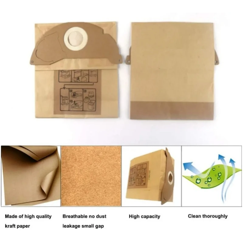 Dust Bags For Karcher WD2250 A2004 A2054 MV2 WD2 Robot Vacuum Cleaner Parts Garbage Bag Paper Bags Replacement Accessories