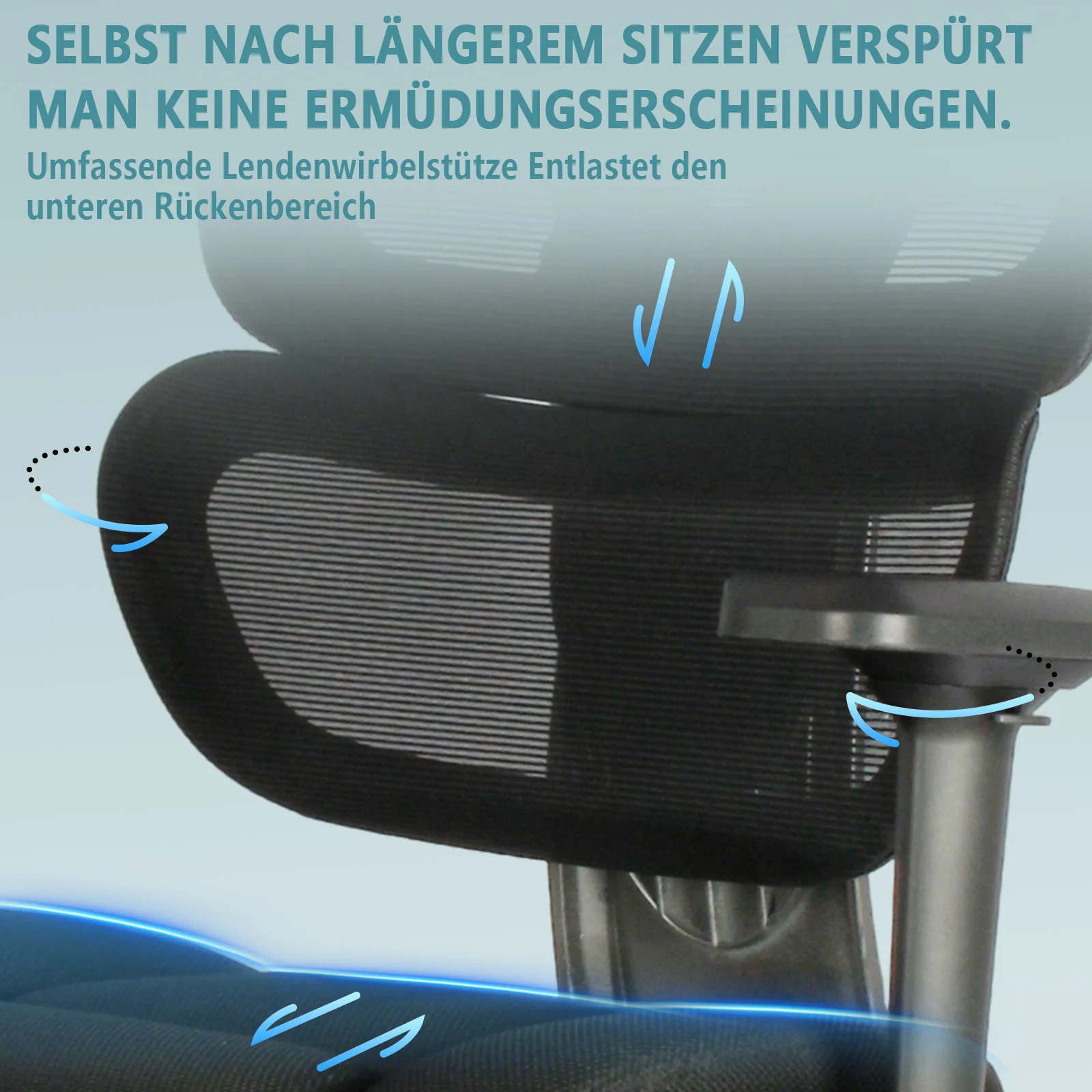 Afbeelding 5: Bureaustoel Ergonomische bureaustoel met 135 °   Verstelbare rugleuning, 3D ademend nylonnet, verstelbare nek- en lendensteun, B