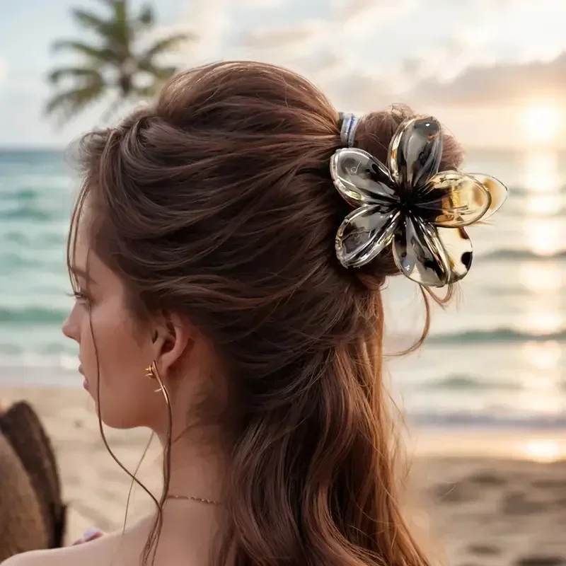 Pinza para el pelo elegante con estampado de leopardo y flores, coleta dulce, pinza para el pelo, pinza para el pelo con forma de cangrejo, accesorios para el cabello fiesta de Halloween para mujer