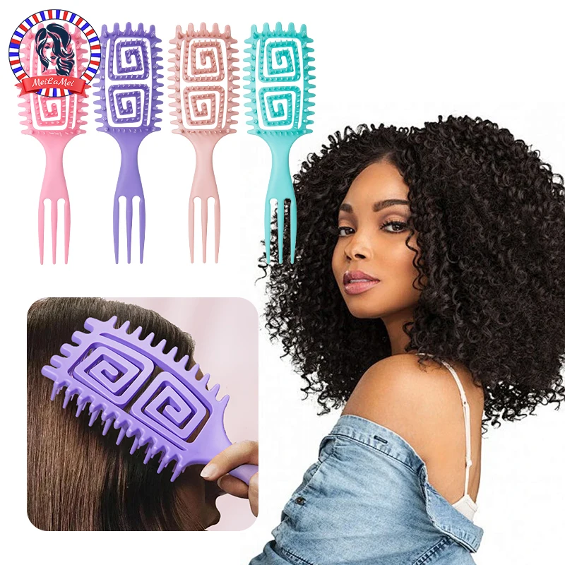 

Щетка для укладки локонов 3-в-1: Выдалбливаемая щетка для распутывания волос, распутывает фигуру, подчеркивает кудри для качественной укладки в салоне