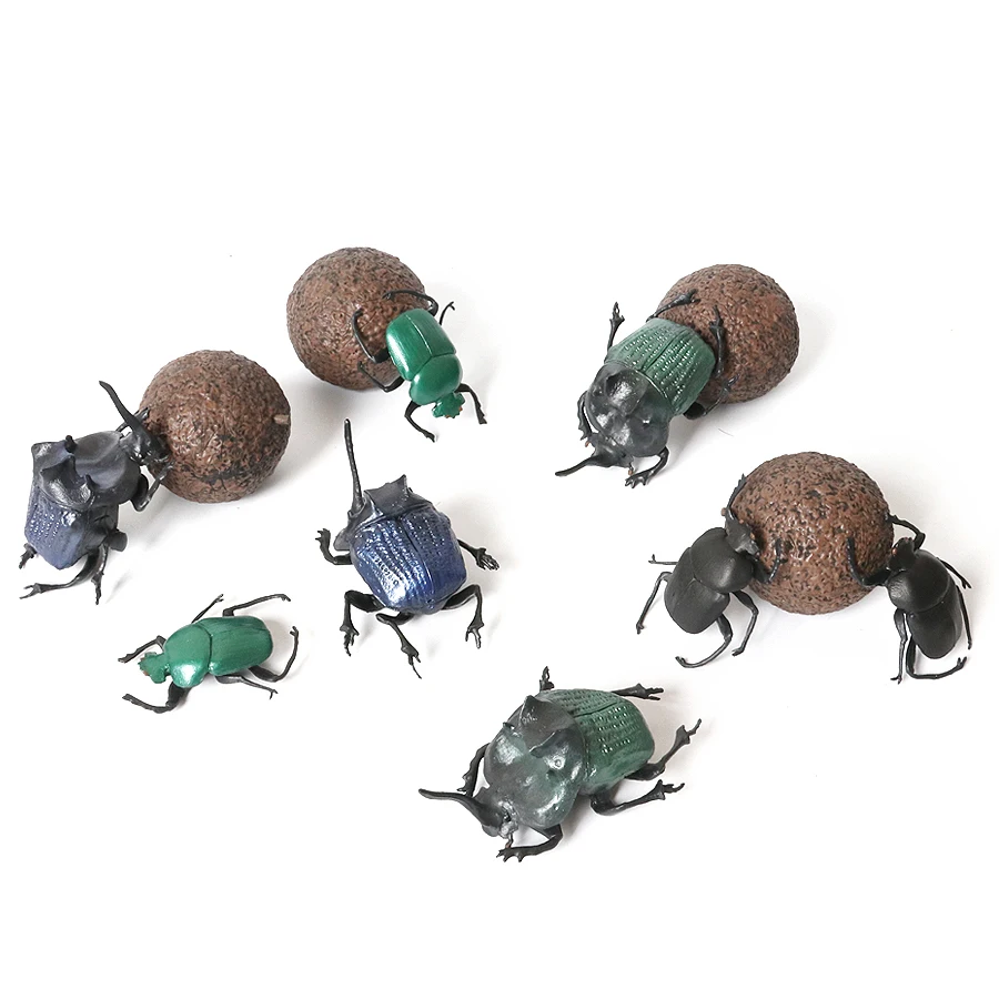 Realistic Insect Animals Dung Beetle,Maratus Volans,Scorpion,Mantis Snail Model Figures Miniature Education Collection Toys