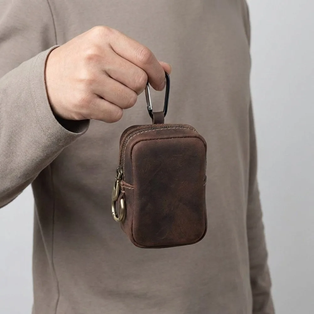 Fashion PU Leather Mini Leather Coin Purse Multi-Color Storage Bag Key Ring Pouch Card Bag Hook Belt Waist Bag Waist Bag Use