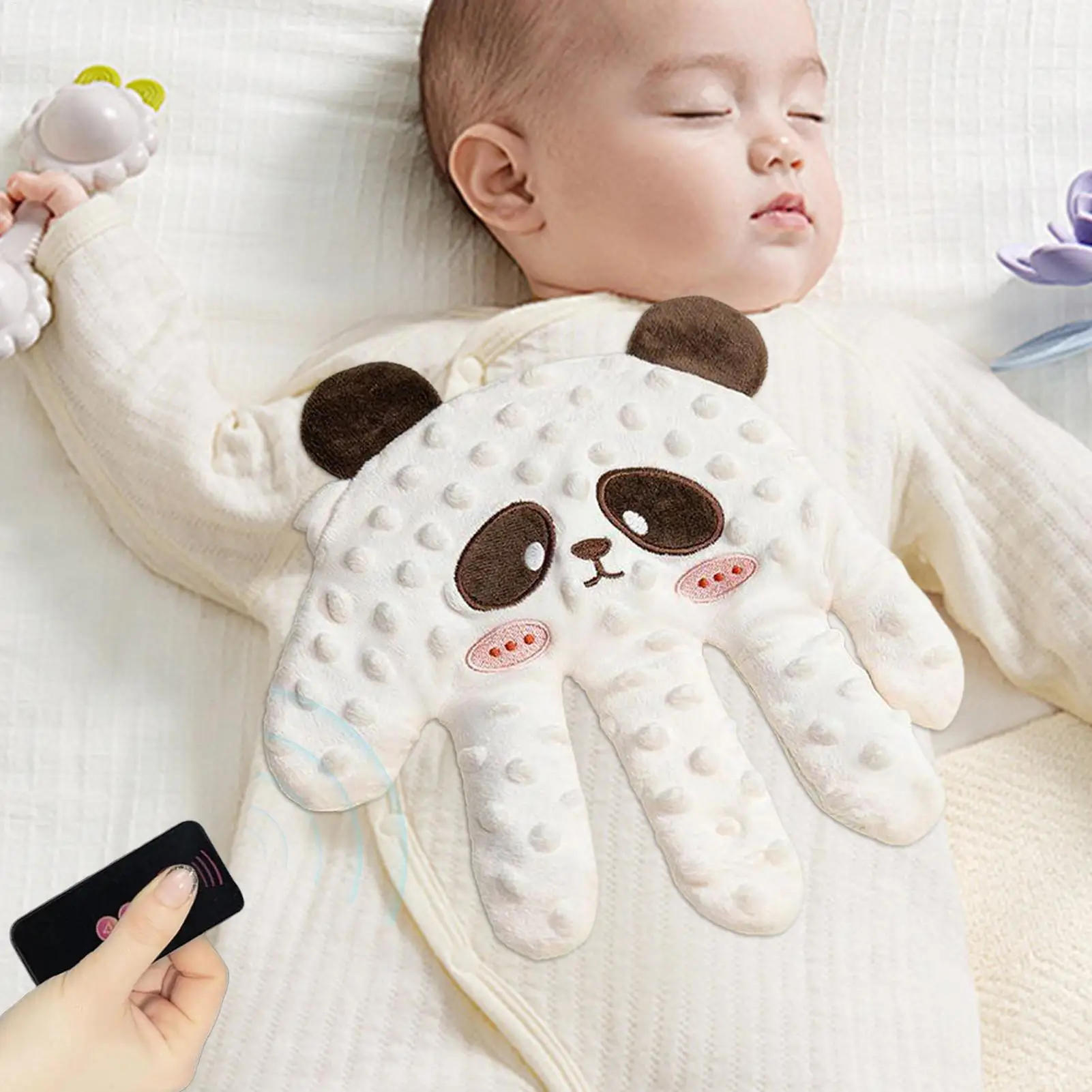 부드럽고 진정시키는 아기 수면 보조 베개, 엄마 손바닥 모양 아기 수면 조절 가능 자동 박동기, 아기 침대/유아용