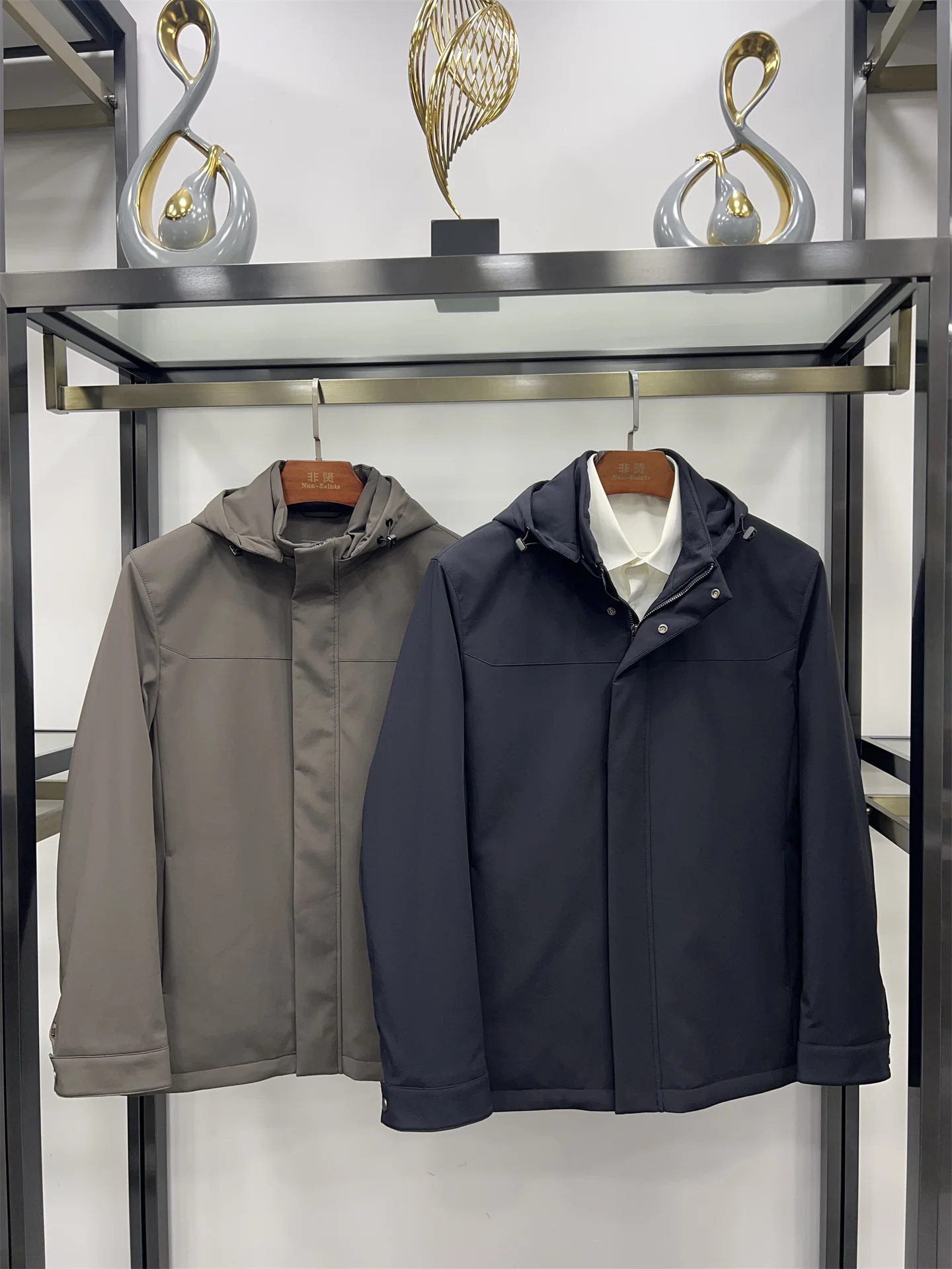 

Non-Saints Men's Wool Filled Jaet Thin Cotton Autumn Winter Coat with Detachable Cap Warm Busin Gentleman Sle Regular ...