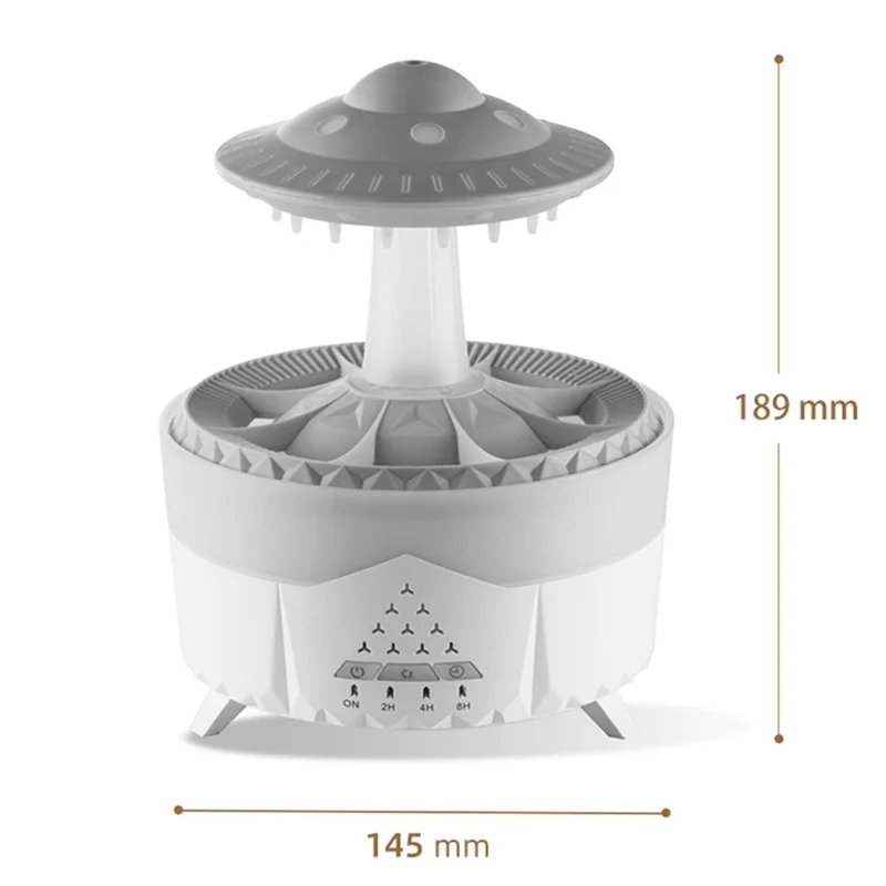 A07F-Rain Cloud Night Light Humidifier With Raining Water Drop Sound And 7 Color LED Light Essential Oil Diffuser