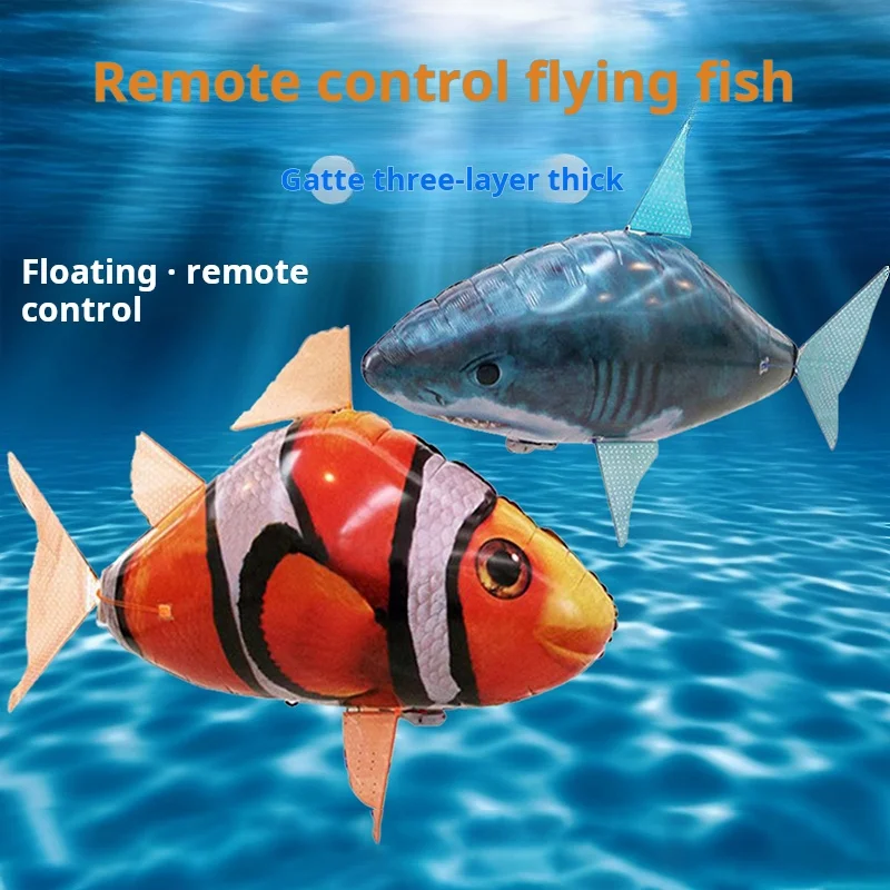 Dynamic remote control airborne flying shark electromechanical inflatable flying fish wedding toy children\'s toy control gift