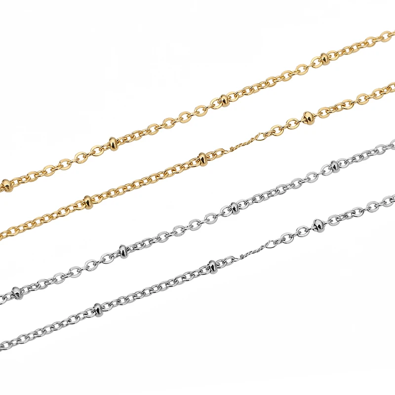 2 Meters 1mm 1.5mm 2mm Stainless Steel Clip Beads Chain Ball Beaded Chain for DIY Bracelet Necklac Jewelry Making Supplies Bulk image 5
