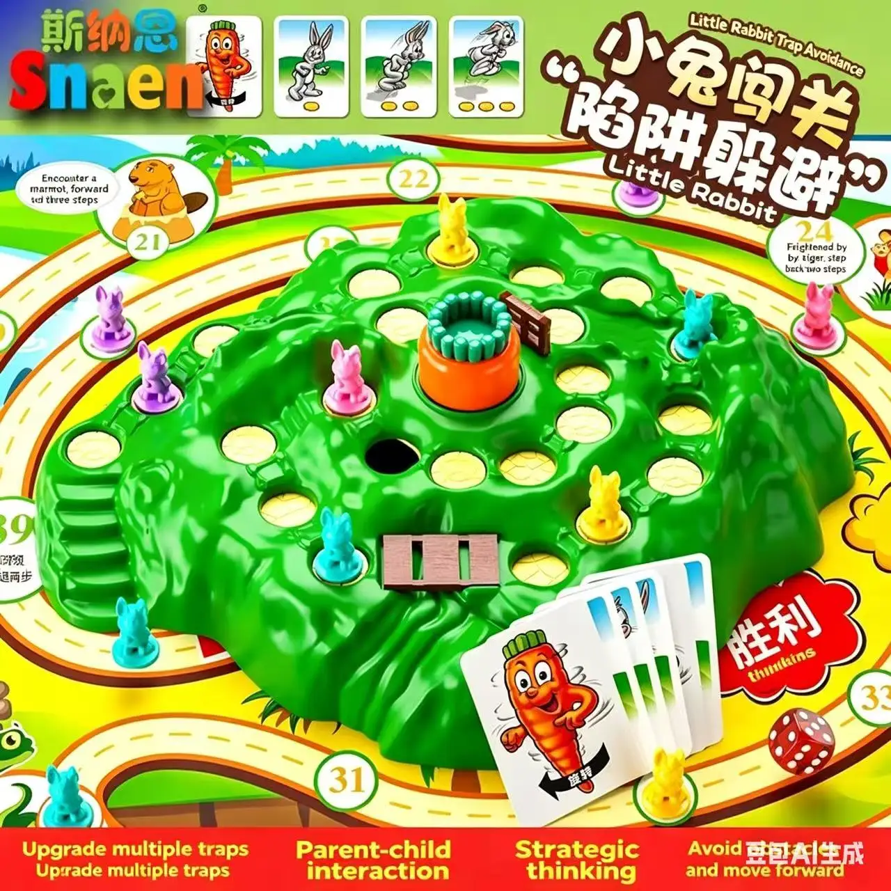 Hot Sale Fun Toy Rabbit Trap Upgraded Board Game Card Parent Child Interactive Gathering Creative Table Game Boys Girls Birthday