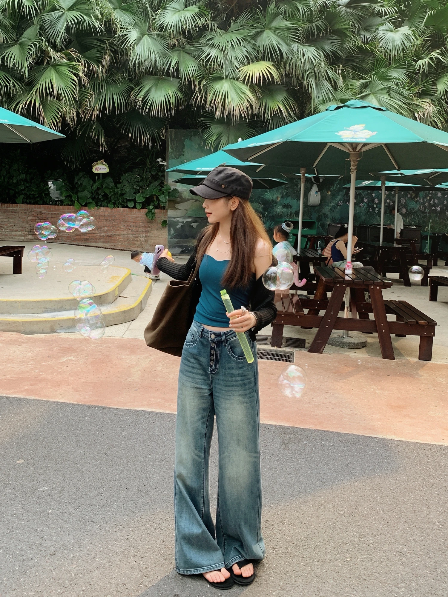 

Loose Women's Jeans Spring Summer Fashion High Waist Wide Leg Casual Cotton Denim Pants Slimming Design Good Looking