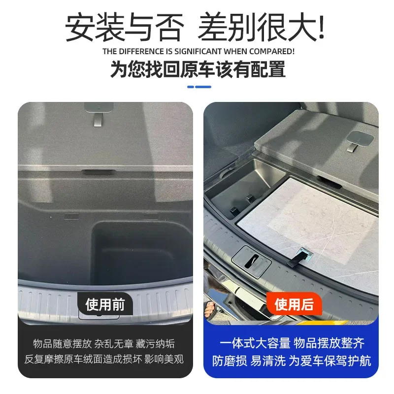 Caixa de Armazenamento Inferior para Porta-Malas Traseiro de Carro, Organizador de Bagageiro em ABS para Xiaomi YU7 2025 2026, Acessórios para Organiz