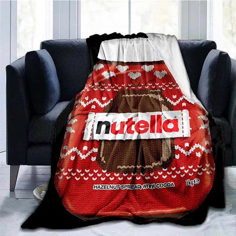 Funny Cute Foods Nutella Blanket Cartoon White Brown Plush Flannel Throw Blankets Autumn Thermal Blanket Teens Adult Blanket