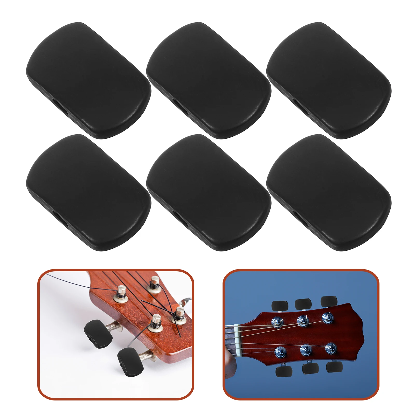 

6 Pcs Classical Guitar Accessories Acoustic Tuning Pegs Square Black Metal Replacement