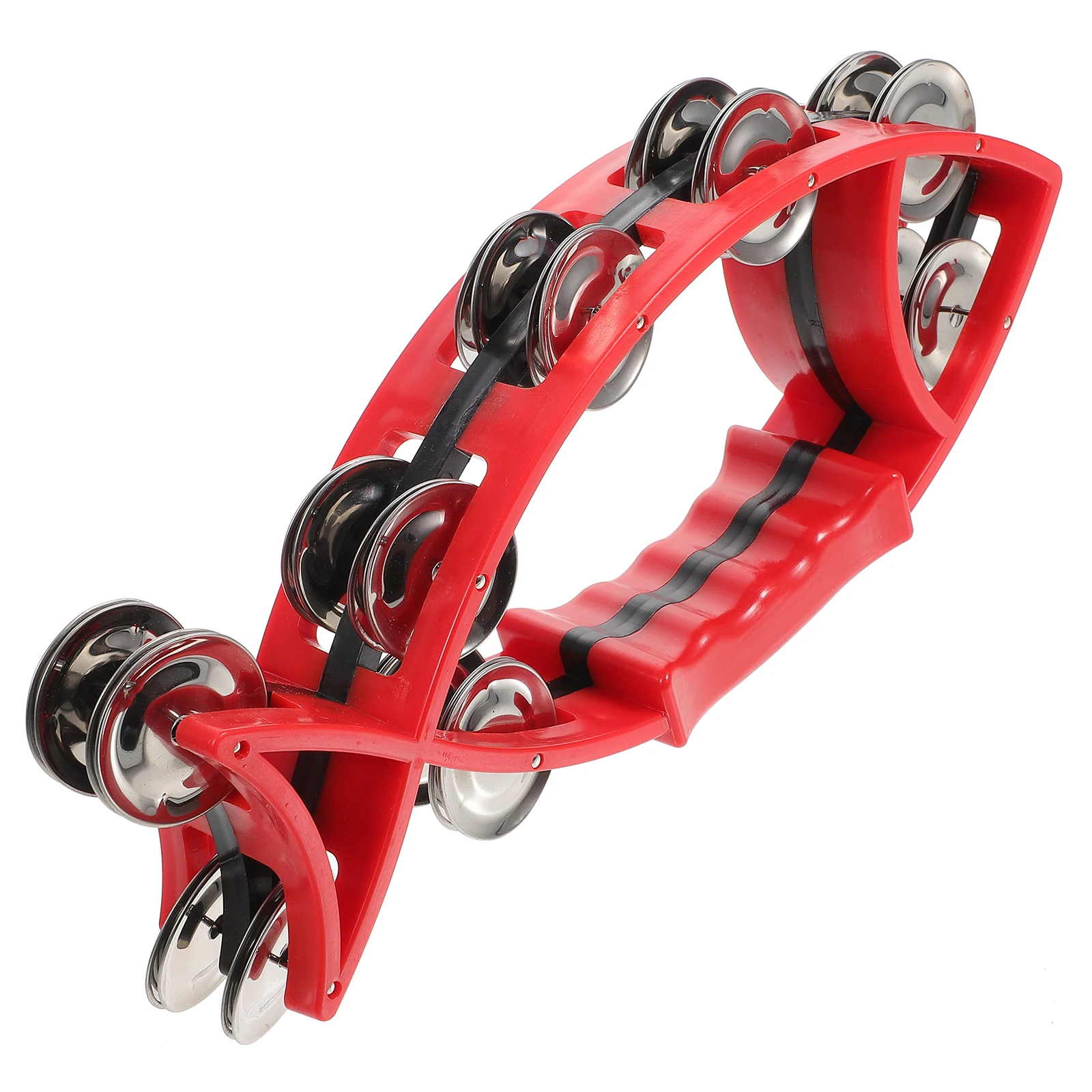 Handheld Tambourine Kids Musical Instruments Red Percussion Toy Toddler Portable Party Funny Drum Bells Handheld Bells