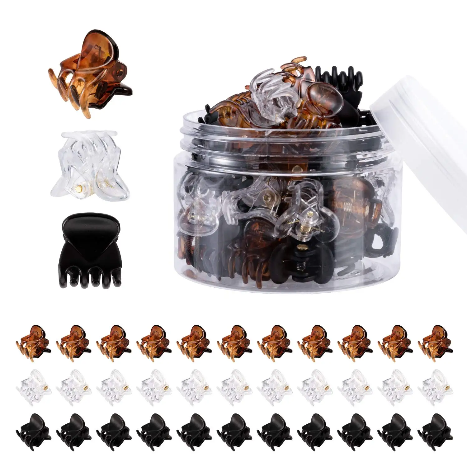 10-50pcs Mini Hair Claw Clips for Women Girls Black Brown Transparent Plastic Small Claws Hair Pins Clamps Headwear Accessories