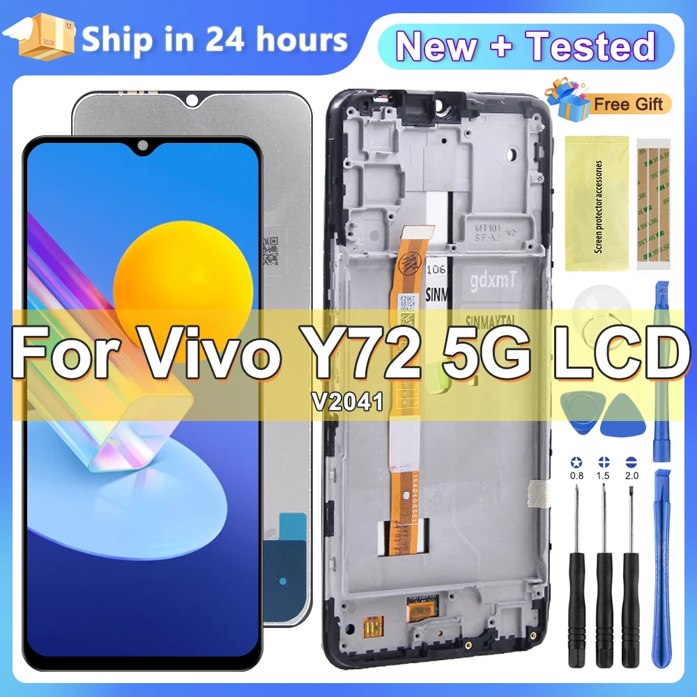 6.58\'\' Y72 5G LCD Display Screen For Vivo Y72 V2041 Display Touch Digitizer Assembly Replacement Parts With Frame