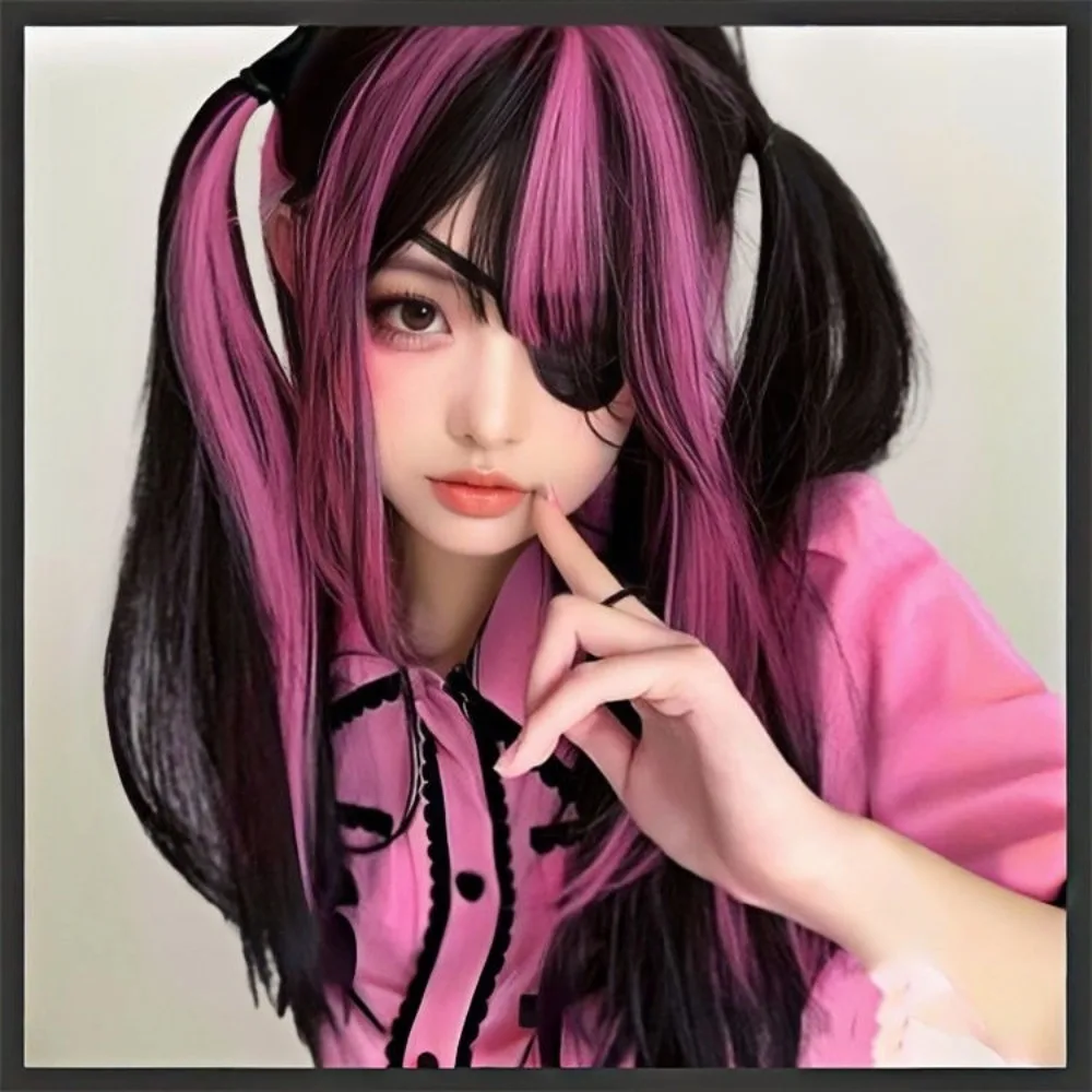 Anime Cosplay Pruik - Gothic Lolita Volledige Hoofdpruik met Roze Ombre Hoogtepunten, 2025, Nieuwe Kawaii Haar Halloween Kostuum Accessoire