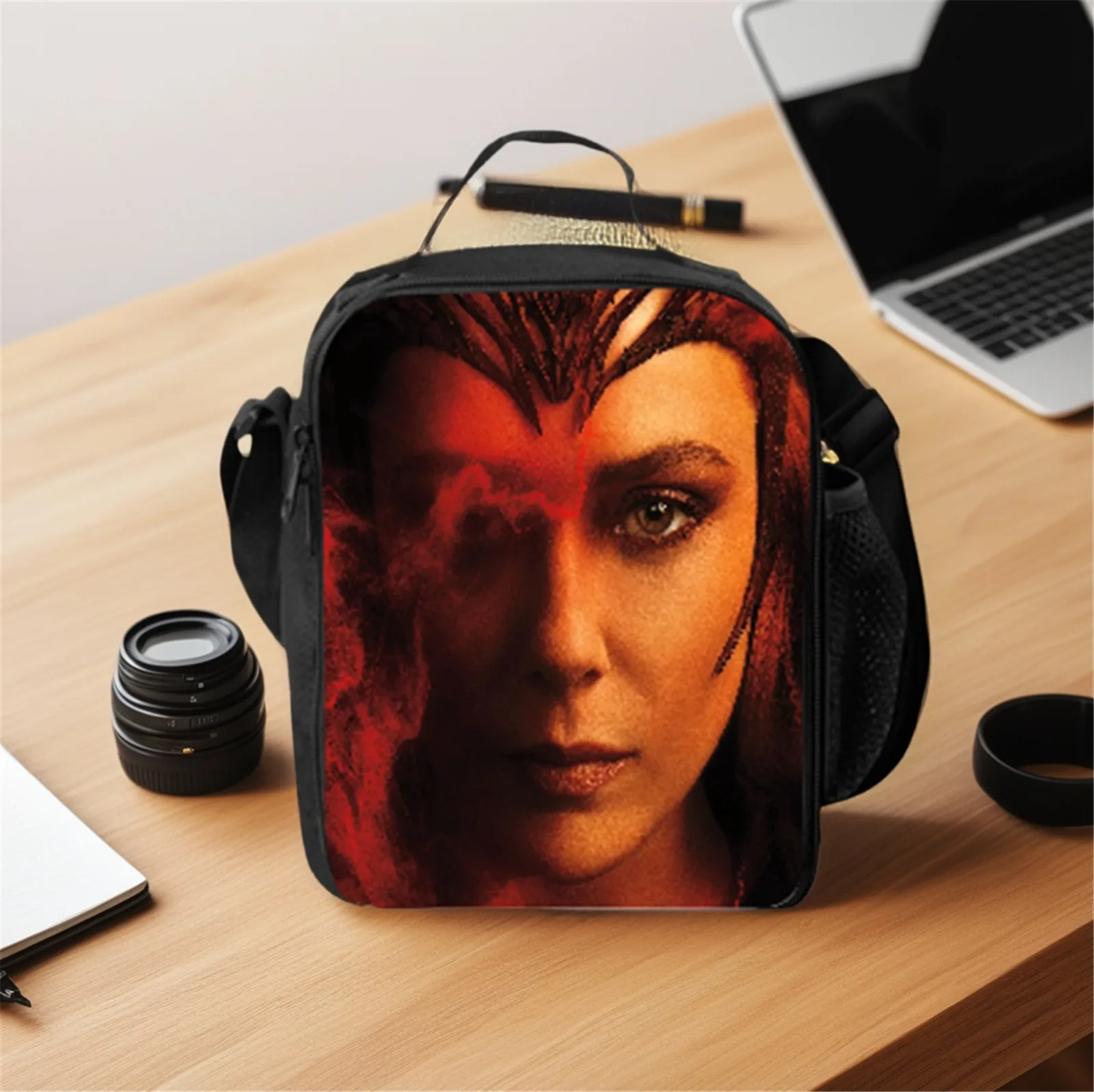 

Little Children Scarlet Witch Waterproof Lunch Bag,Marvel School Bag Reusable Lunch Box for Student
