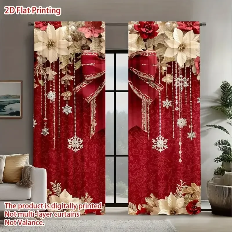 

2 шт.-шторы для сумок с рождественским бантом и принтом, украшение для спальни и гостиной, украшение для дома, рождественские украшения