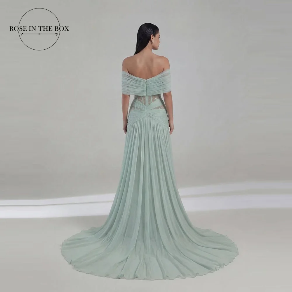 ROSEINTHEBOX Off Shoulder Women's Formal Evening Gowns Chiffon Mermaid Prom Dresses 2026 Customized Long Formal فساتين سهره