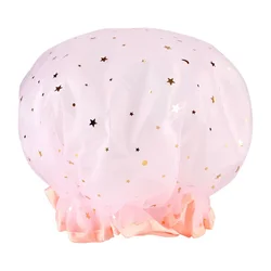 New Thick Double-Layered Shower Cap for Women with Waterproof Hair Protection