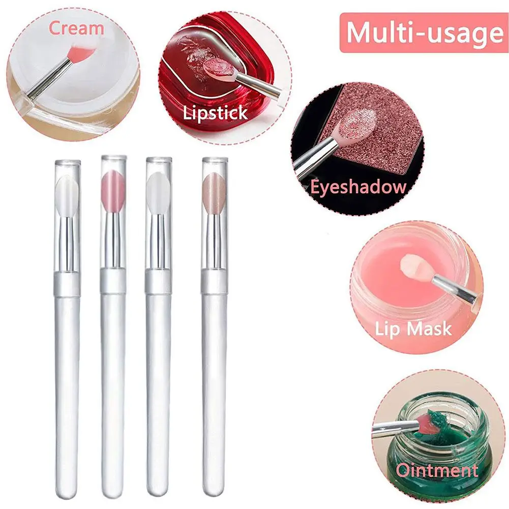 Pincel de labios de silicona portátil-Mini con tapa profesional fácil de usar máscara de labios lápiz labial sombra de ojos lápiz labial manchado herramienta de belleza