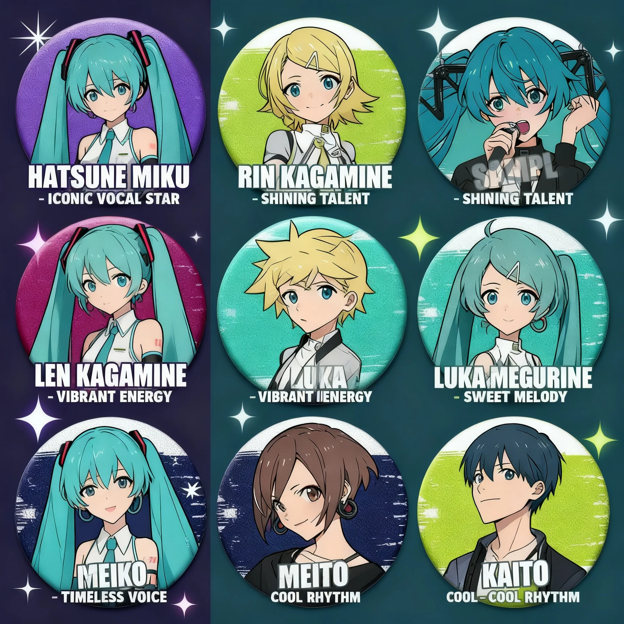 

Miku Anime Badge Pin Hatsune Miku Kagamine Rin Len Luka Megurine KAITO MEIKO Vocaloid Anime Brooch Button Pin Anime Merchandise