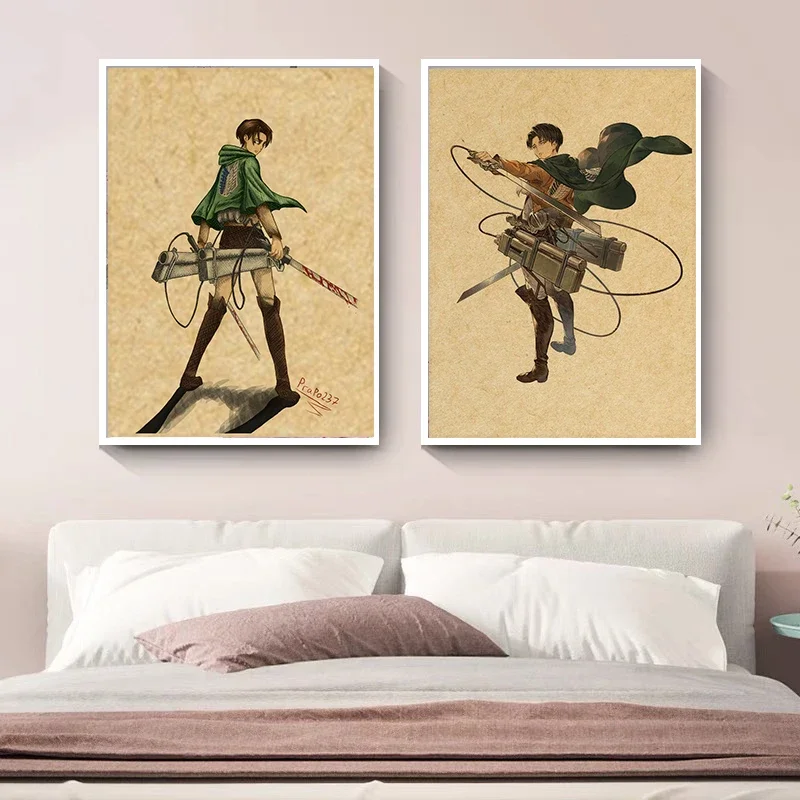 Retro Japanese Anime Attack On Titan Levi Ackerman Quality Canvas Wall Art For living Room Painting Home Decor Vintage Poster