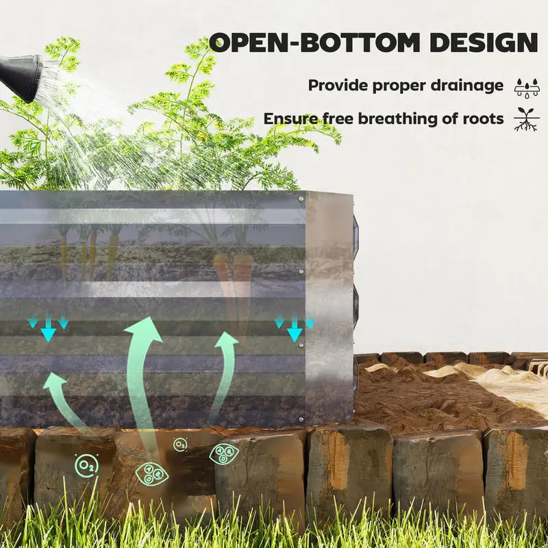 Outsunny 4 x 3 x 3ft Raised Garden Bed with Mini Greenhouse, Galvanized Raised Garden Bed with Cover, Green and Dark Gray