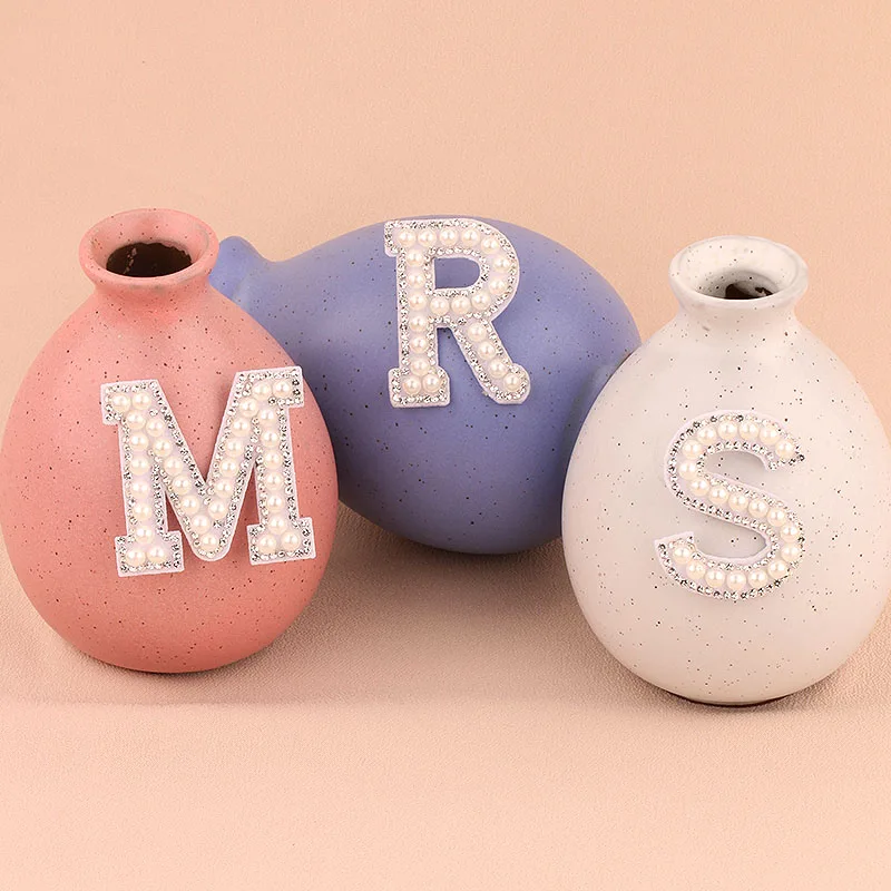 1 Set MRS Faux Pearl Rhinestone Letter Patches, Elegant DIY Wedding Decor for Hats, Clothes, Headbands & Bags