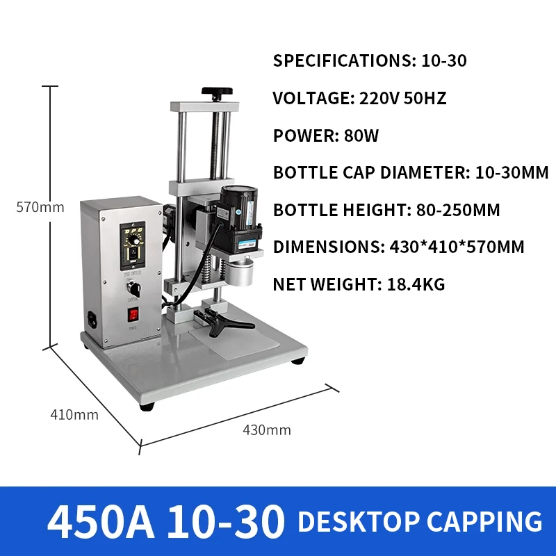 

450A Desktop automatic capping machine Electric capping machine Plastic bottle cap sealing machine Capping machine Mineral water